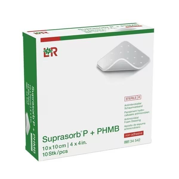 Suprasorb® P + PHMB Non Adhesive 10 x 10 cm—Antimikrobiální PU pěnové krytí