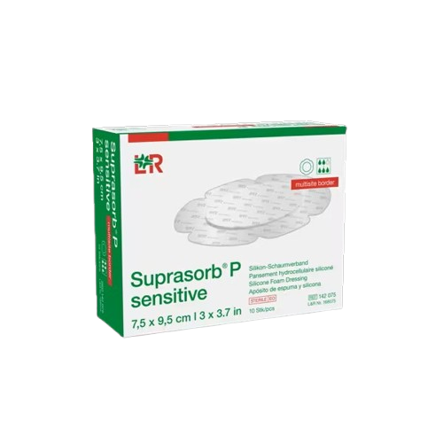 Suprasorb P Sensitive, Multisite, Border—7,5 x 9,5 cm, 10 ks