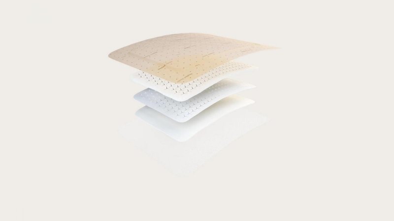 Mepilex Border Flex, 12,5 x 12,5 cm, 10 ks—Samolepící absorpční krytí s technologií Safetac