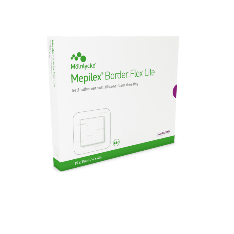 Mepilex Border Flex Lite - 4 x 5 cm—Tenké samolepící pěnové krytí se silikonovou vrstvou, 10 ks