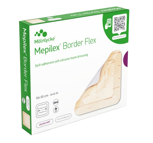 Mepilex Border Flex, 10 x 30 cm, 10 ks—Samolepící absorpční krytí s technologií Safetac