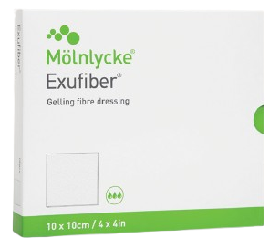 Exufiber - 15 x 15 cm, 10 ks—Vysoce absorpční krytí z hydrovlákna