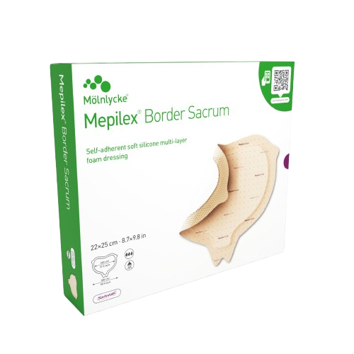 Mepilex Border Sacrum, 22 x 25 cm, 5 ks—Pěnové krytí s technologii Deep Defense Technology