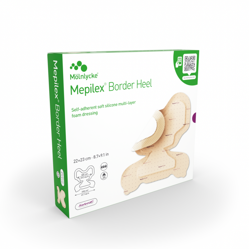 Mepilex Border Heel - 22 x 23 cm, 10 ks—Samolepící absorpční pěnové krytí se silikonovou vrstvou