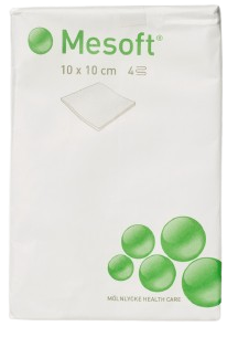 Mesoft - 7,5 x 7,5 cm—Nesterilní kompresy z netkané textilie, 4 vrstvé, 100 ks