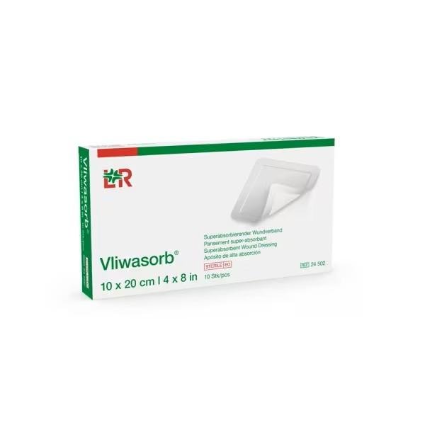 Vliwasorb Sterilní 10 x 20 cm—Samolepicí krytí na rány se superabsorbentem, 10 ks