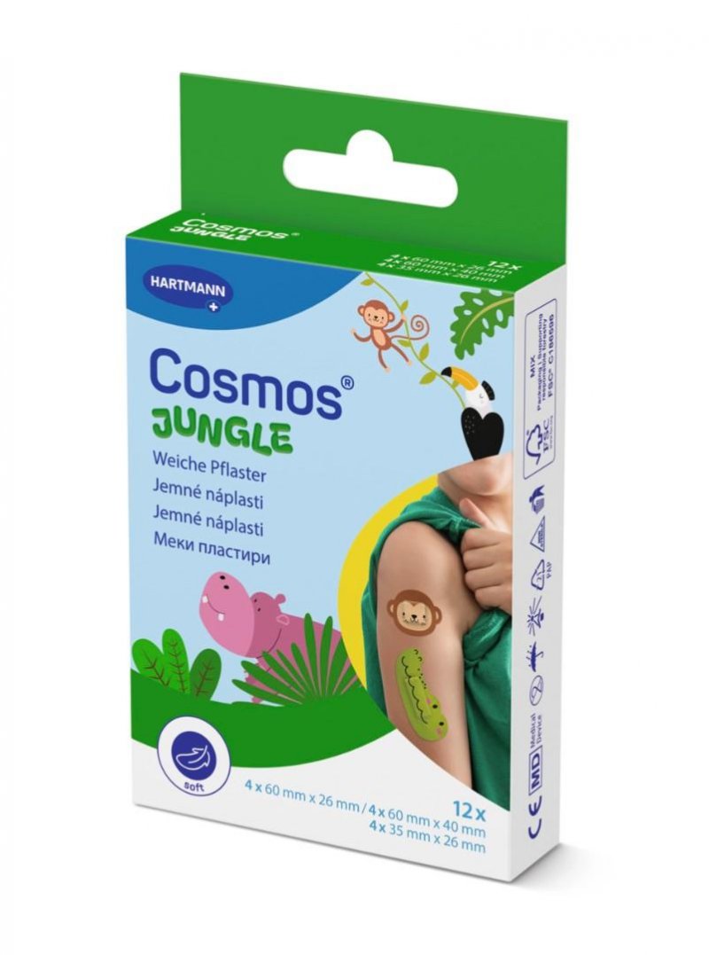 Cosmos Jungle dětské náplasti ve tvaru zvířátek—12 náplastí ve 3 velikostech 