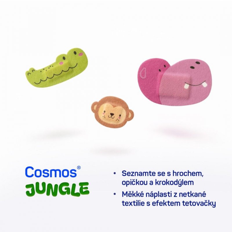 Cosmos Jungle dětské náplasti ve tvaru zvířátek—12 náplastí ve 3 velikostech 