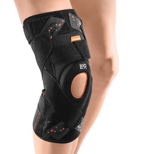 Kolenní ortéza Velpeau Ligaction Pro - 5—Otevřená kolenní ortéza s dvouosým kloubem a fixačními pásy