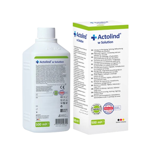 Actolind w Solution—Roztok pro dekontaminaci a urychlení hojení ran a odstranění biofilmu - 500 ml