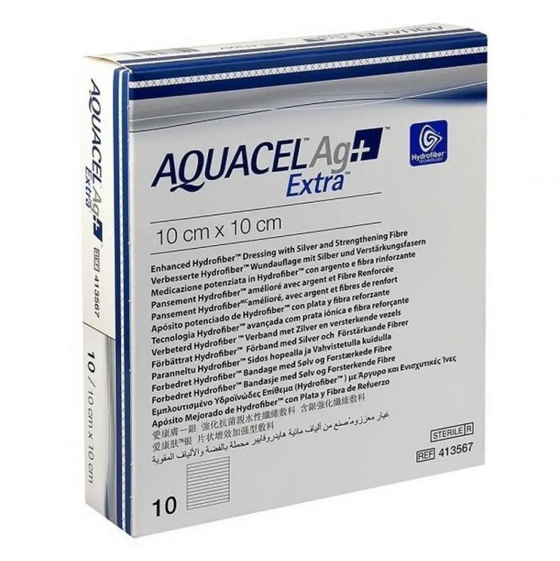 Aquacel Ag+ - 2 x 45 cm—Krytí s technologií Hydrofiber a se stříbrem, 5 ks