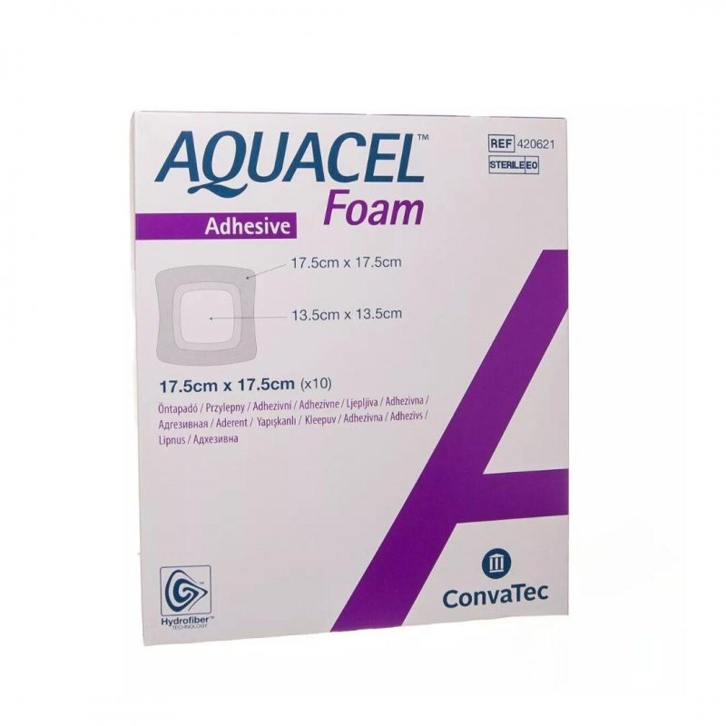 Aquacel Foam Adhezivní - 10 x 10 cm—Pěnové krytí, 10 ks