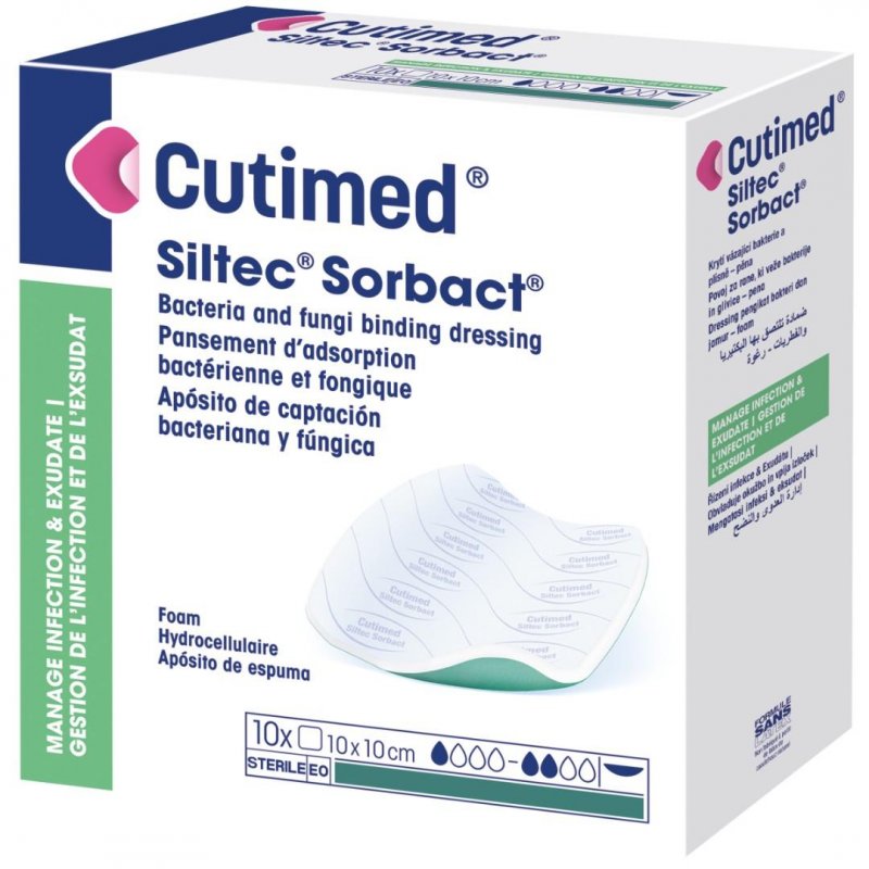 Cutimed Siltec Sorbact - 10 cm x 10 cm—10ks
