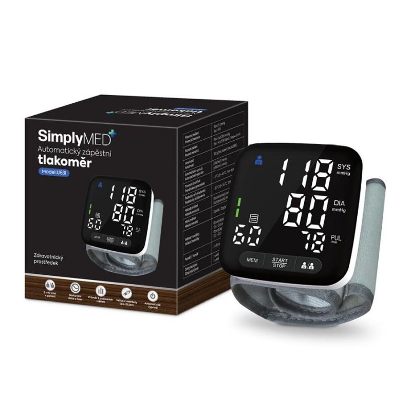 SimplyMed Automatický zápěstní digit.tlakoměr—U63I