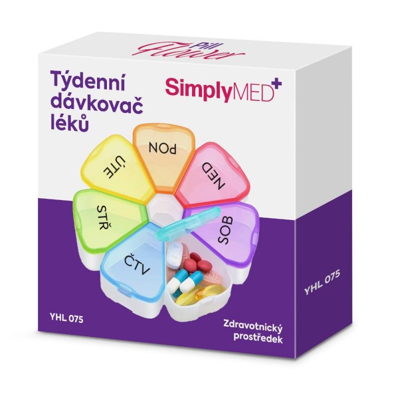 SimplyMed Dávkovač léků týdenní YHL075 Flower—1ks