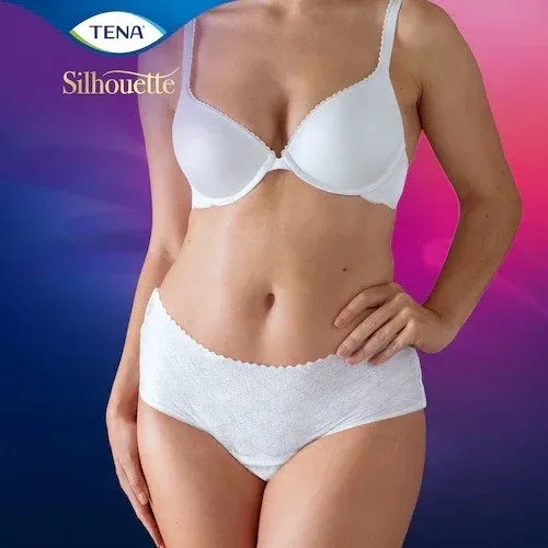 TENA Silhouette Normal Low Waist Blanc M—Kalhotky absorpční natahovací s boky 12 ks