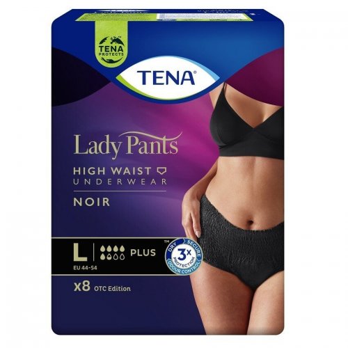 TENA Lady Pants Plus Noir L—Kalhotky absorpční natahovací 8 ks
