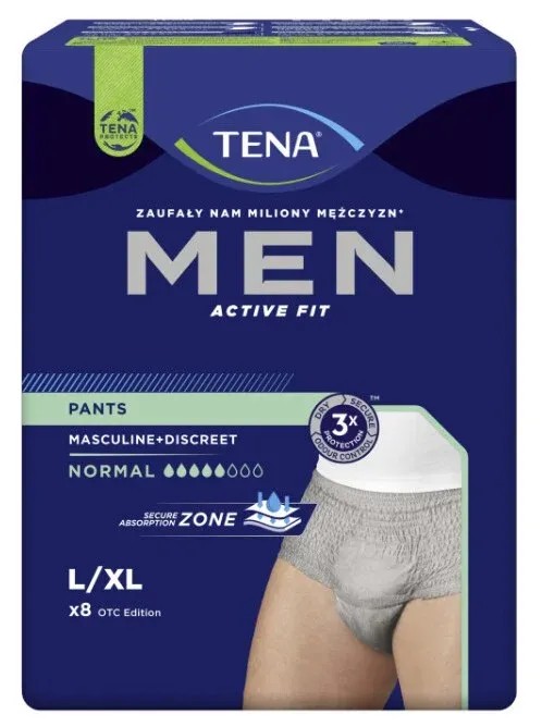 TENA Men Pants Normal Grey L/XL—Kalhotky absorbční natahovácí 8 ks