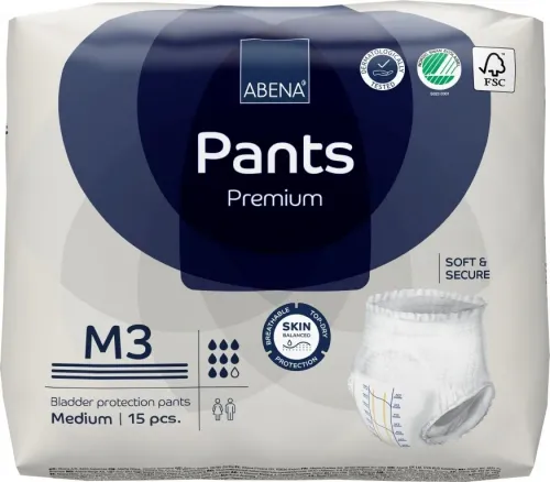 Abena Pants Premium M3—Kalhotky absorbční natahovací prodyšné 15 Ks