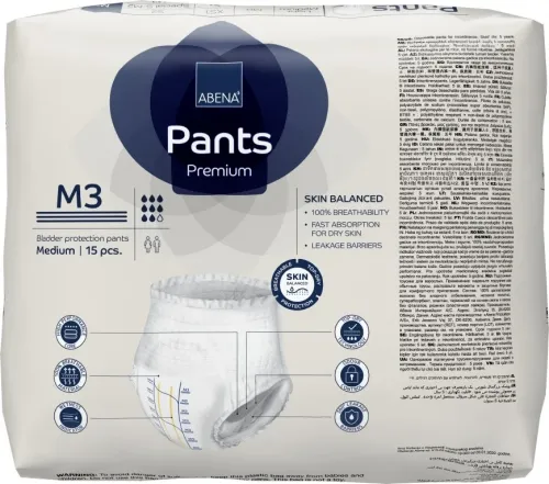 Abena Pants Premium M3—Kalhotky absorbční natahovací prodyšné 15 Ks
