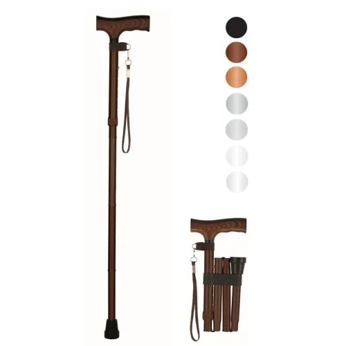 Hůl duralová 413 A skládací, stříbrná, střední—Nastavitelná výška, poutko