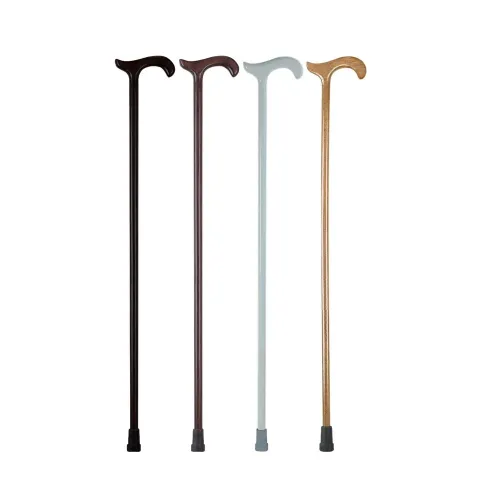 Dřevěná hůl 456 hnědá—Pevná výška, tvarovaná rukojeť