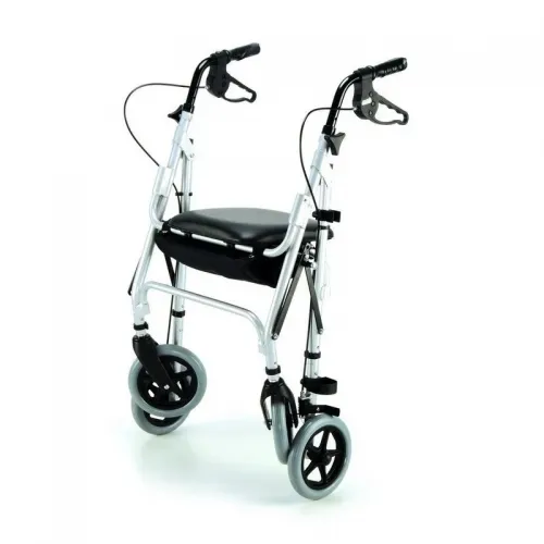 Čtyřkolové chodítko odlehčené 103 - stříbrné—Skládací rám se sedátkem, nastavitelná výška, brzdy