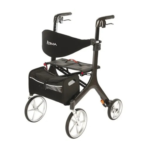 Čtyřkolové chodítko 102 - Carbon—Skládací rám se sedátkem, nastavitelná výška, brzdy