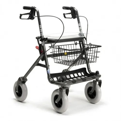 Čtyřkolové chodítko 286i - šedé—Nastavitelné, nákupní košík, brzdy