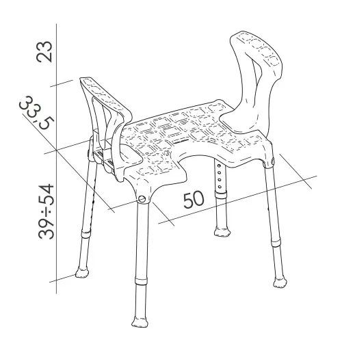 Sedačka do sprchy EH-SCA - Bílá—S výřezem a madly