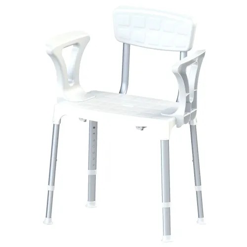 Křeslo do sprchy EH-SSBA - Bílá—S madlem a opěrkou zad