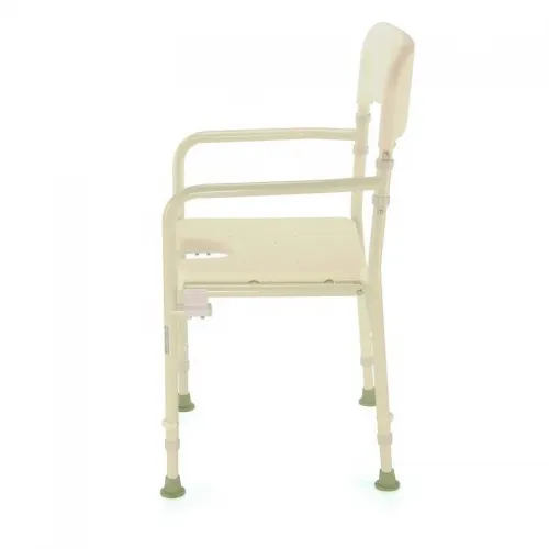 Křeslo do sprchy BE 04W - skládací—S madlem, výřezem a opěrkou zad