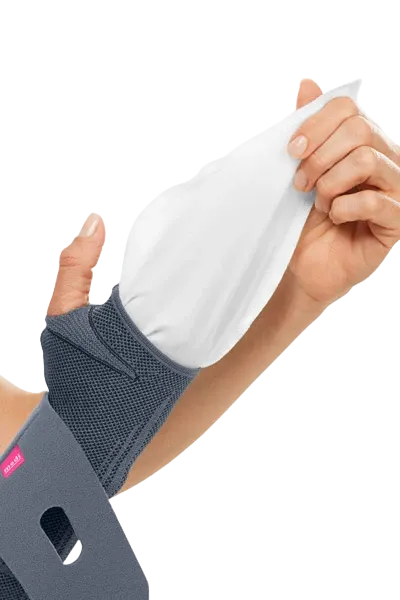 Bandáž zápěstí s dlahou Manumed active—Velikost I, stříbrná, pravá