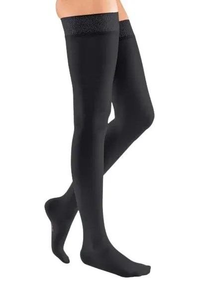 Stehenní punčochy mediven elegance (II.KT)—S krajkou platinum, velikost 3+, barva black, délka normal, se špicí