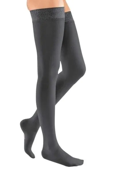 Stehenní punčochy mediven elegance (II.KT)—S lemem sensitive, velikost 7, barva anthracite, délka krátká, se špicí