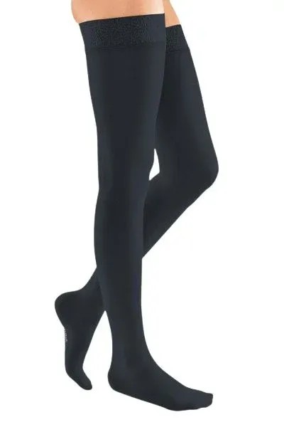 Stehenní punčochy mediven elegance (II.KT)—S krajkou platinum, velikost 6+, barva black, délka normal, se špicí