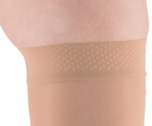 Stehenní punčochy mediven elegance II.KT—S lemem basic, velikost 6, barva caramel, délka krátká, se špicí