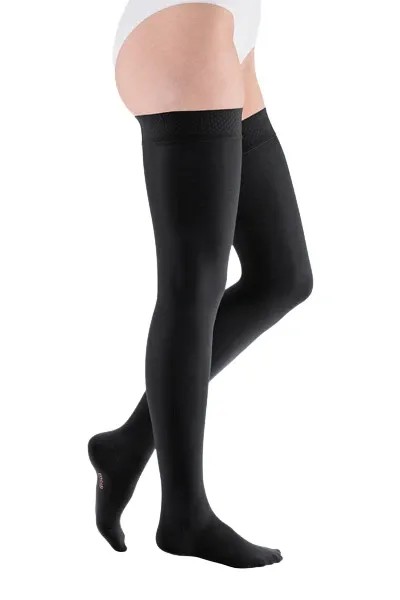 Stehenní punčochy mediven elegance II.KT—S lemem basic, velikost 5, barva black, délka normal, se špicí