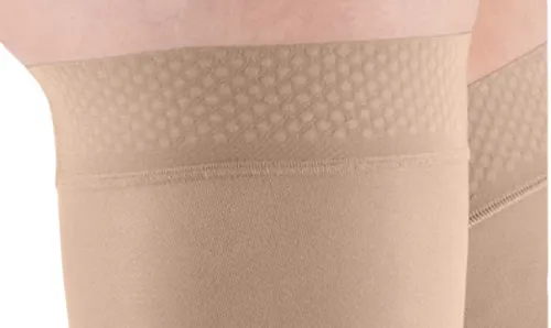 Stehenní punčochy mediven elegance II.KT—S lemem basic, velikost 1+, barva beige, délka krátká, se špicí