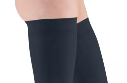 Stehenní punčochy mediven elegance II.KT—S lemem basic, velikost 5, barva navy, délka normal, se špicí