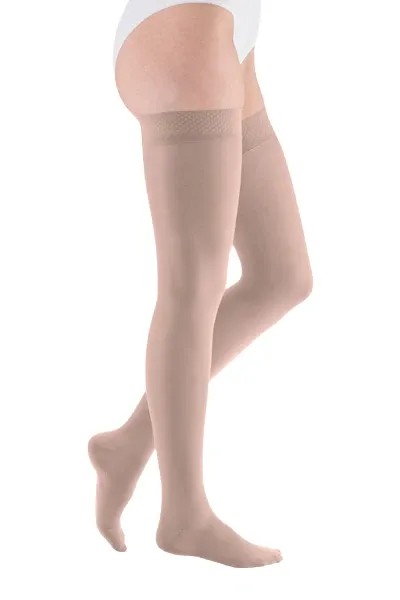 Stehenní punčochy mediven elegance II.KT—S lemem basic, velikost 4, barva cashmere, délka normal, se špicí