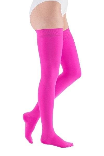 Stehenní punčochy mediven elegance II.KT—S lemem basic, velikost 4+, barva Magenta, délka normal, se špicí