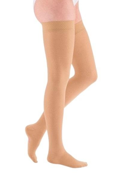 Stehenní punčochy mediven elegance II.KT—S lemem basic, velikost 2, barva sand, délka krátká, se špicí