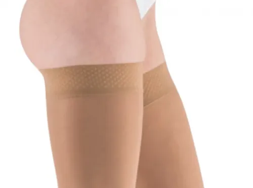 Stehenní punčochy mediven elegance II.KT—S lemem basic, velikost 3, barva sand, délka normal, se špicí