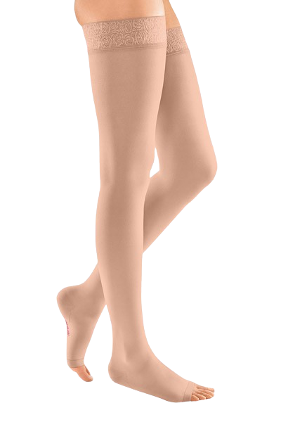 Stehenní punčochy s krajkou mediven plus (II.KT)—Velikost 3, barva navy, délka krátká, bez špice