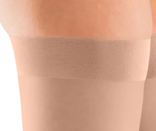 Stehenní punčochy s lemem mediven plus (III.KT)—Velikost 7, barva caramel, délka krátká, bez špice