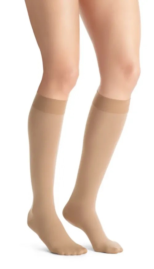 Kompresní lýtkové punčochy JOBST Opaque - VI—Kratší délka, karamelová barva, se špicí