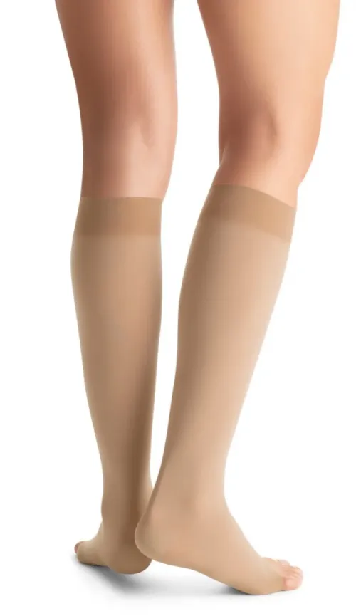 Kompresní lýtkové punčochy JOBST Opaque - V—Kratší délka, karamelová barva, bez špice