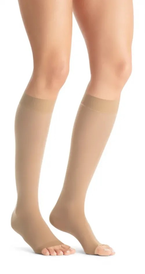 Kompresní lýtkové punčochy JOBST Ultra sheer - V—Kratší délka, karamelová barva, bez špice