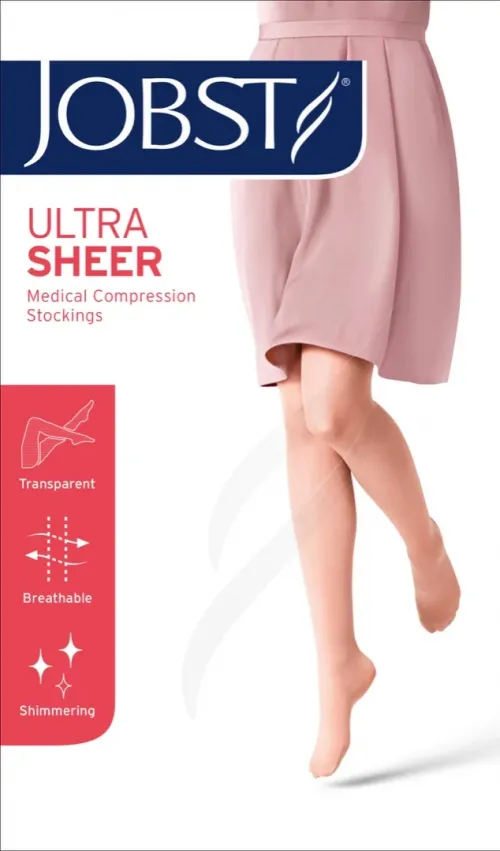 Kompresní lýtkové punčochy JOBST Ultra Sheer - IV—Běžná délka, černá barva, bez špice